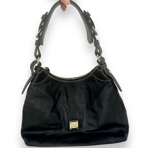 Dooney & Bourke Hobo Back Black Leather with Gold Hardware J0316841